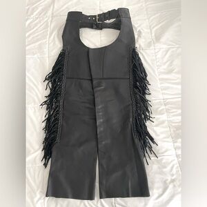Vintage Leather Chaps w/Fringe - Pegasus Leather Unisex